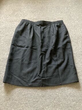 Vintage 70s Black Worsted Wool Pencil Skirt
